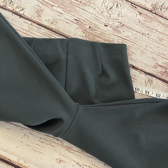 Zara Green Ribbed Stretch Dress Pants Women's Size Small Flare Legs W/ Slits - Picture 11 of 11